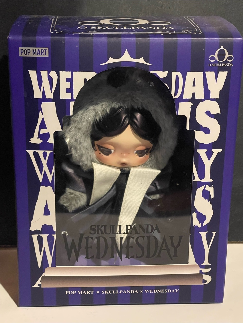 NEW Sealed POP MART SKULLPANDA × Wednesday Gray Hood Plush NIB Authentic